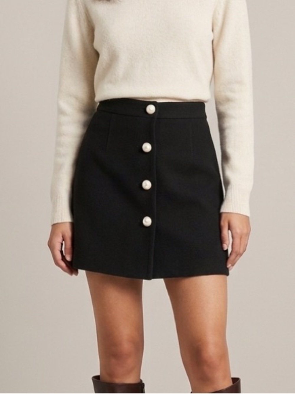 Philosophy Di Lorenzo Serafini Black Button-Front Mini Skirt Size 8‎
